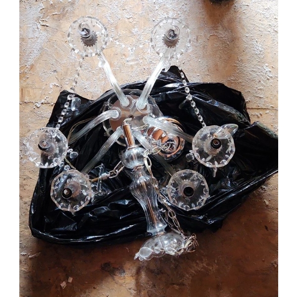 Clear Glass Chandelier, Also Includes Extra Ceiling Light