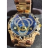 Image 3 : Zhowe Gold-Tone Quartz Wristwatch with Chain-Link Pattern and Set of Three Mens Rings