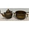 Image 1 : Brass  Antique Decorative Chinese Teapot w/ Made in India Brass Bowl (7W) 