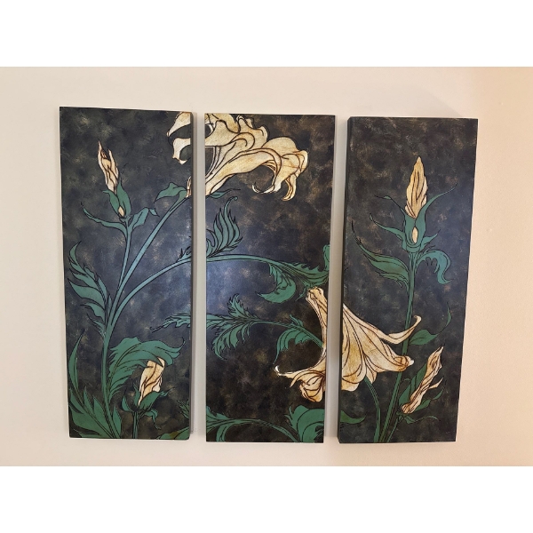 Three Piece Floral Hanging Wall Art - 38W, 31T 
