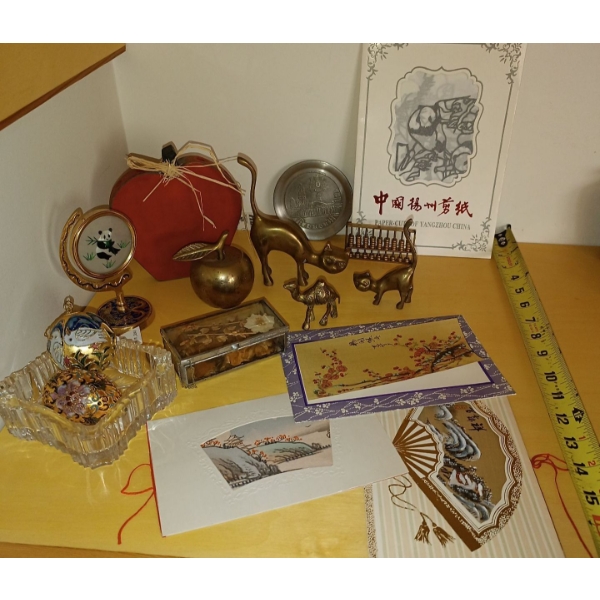 Oriental Souvenir Treasure Trove #3 - Brass Animals, Brass Enamel Art, Cards & More 