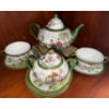 Image 2 : 1940's Japanese Porcelain Tea Set w/ Hand Painted Landscape With Geisha & Gold Highlights