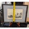 Image 3 : Framed Artwork Collection Including Two Lithographic Prints & Cross-Stitch Portrait