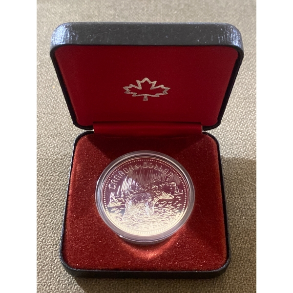 1980 Canadian Silver Dollar Featuring Polar Bear Design in Original Case
