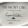 Image 3 : Franklin Mint Hand Painted Fine Bisque Porcelain Silk Shade Snowy Owl Lamp & Clock Set
