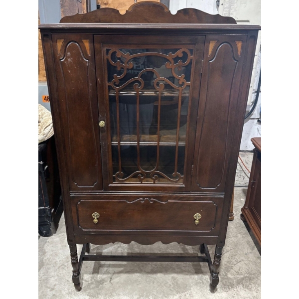 Antique Hardwood Hutch 37Wx15Dx66H