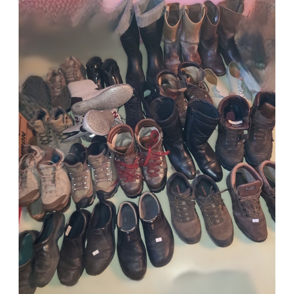 Assorted Men's Footwear, Some Tagged Size 9.5, Several Jackets (Fit Large, Blue Coat Tagged Size 42)