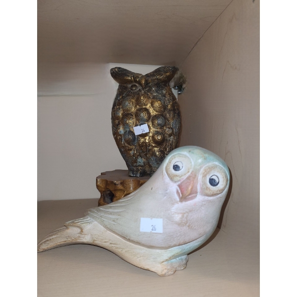 Decorative Owl 7 T, Wooden Bird and Carved Wooden Stand