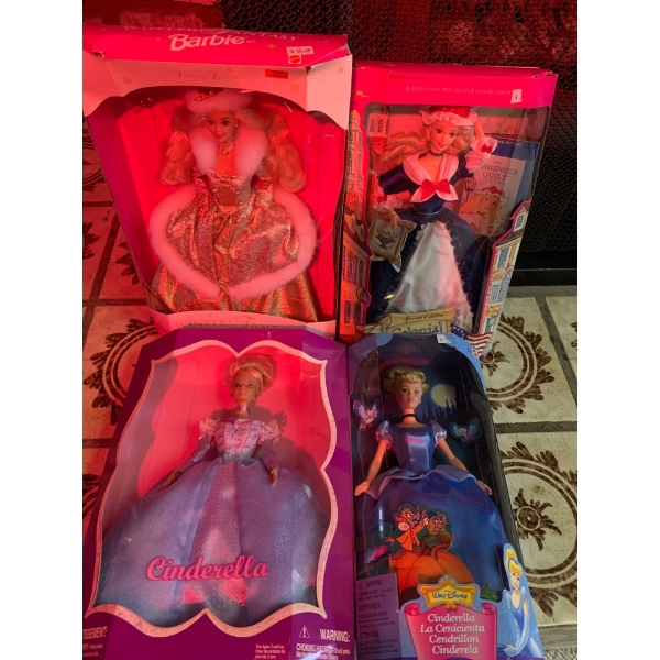 Cinderella Doll & Barbie Cinderella w/ Colonial Barbie and Winter Fantasy Barbie Dolls 
