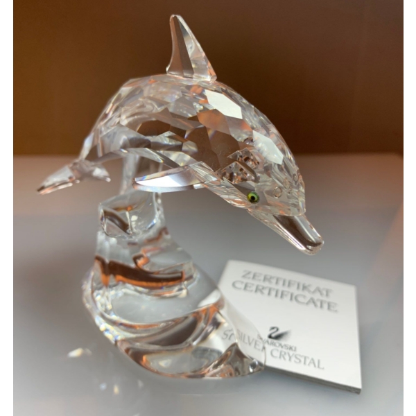 Swarovski Crystal Dolphin Riding The Surf 4L
