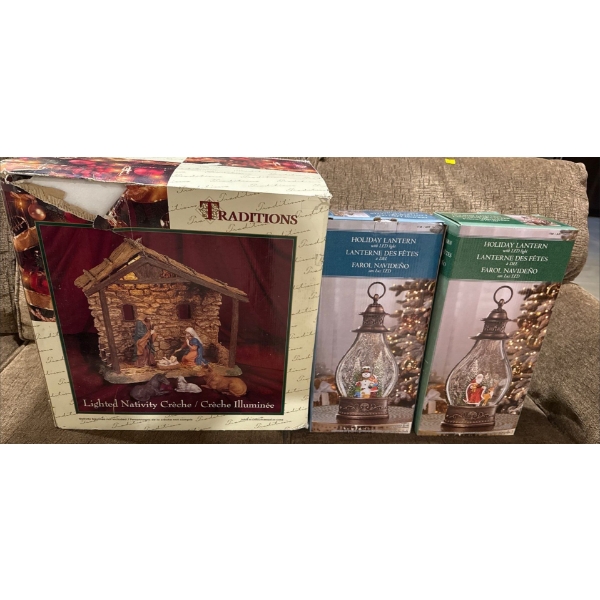 Holiday Lanterns (2) w/ Lighted Nativity 