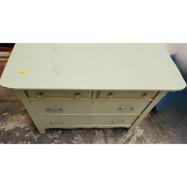 Antique Painted Wooden Dresser w/ 4 Drawers (Keys NOT Included) 34 W, 18 D, 28 T