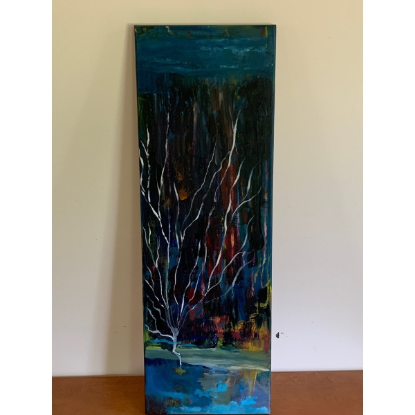 Lauri Ansell Night Bush Canvas Board  10 x 30