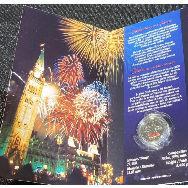 2000 Canadian 25-cent "Celebration" Coloured Coin