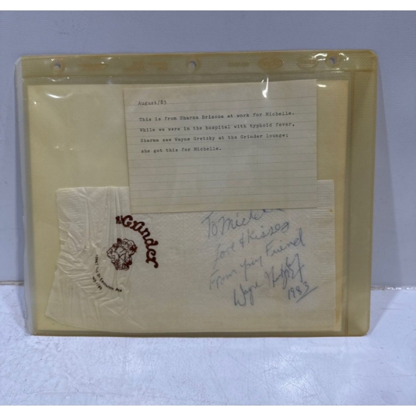 Napkin Signed by Wayne Gretzkey