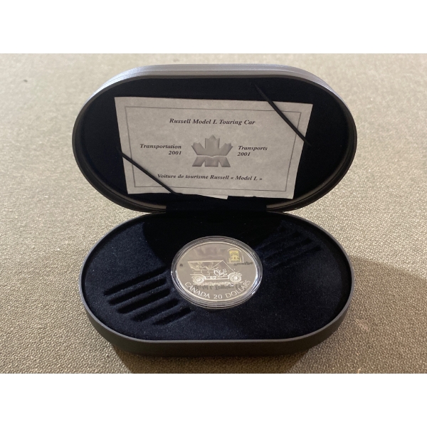 2001 $20 Russell Model A Touring Car Silver Coin with COA
