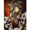 Image 3 : Decorative Floor Urn Vase with Embellished Flower Motif 37 T, 16 Base Diameter 