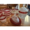 Image 2 : Set of vintage Ruby Indiana Glass Diamond Point Ruby Flash glassware