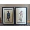Image 1 : Boy in Blue & Young Girl in White Needlpoint Pair on White Background  - 15x21 Each 