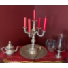Image 1 : Pewter Collection Incl. Lovely Solid Candelabra, Morocco Teapot, Candles, Candle Holder, Thick Vase