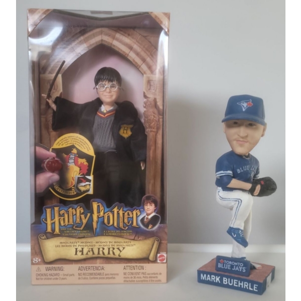  Matel's Harry Potter & The Sorcerer's Stone Harry Collectible Figurine & Toronto Blue Jays 