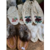 Moccasins with Beading and Fur Trim X4 Pairs, Largest 10 L White, Others Smaller 