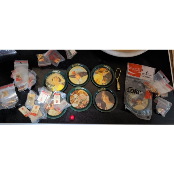 Vintage Coca Cola Collectibles - New Coasters Lapel Pins & More