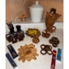 Image 1 : Vintage Enesco Cornucopia Vase w/ Studded Milk Glass Cookie Jar Napkin Rings & More
