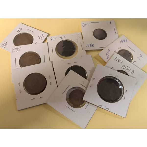 10 Encased Coins, Including Various Dates and Denominations