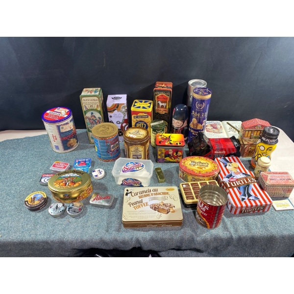 Assorted decorative tins