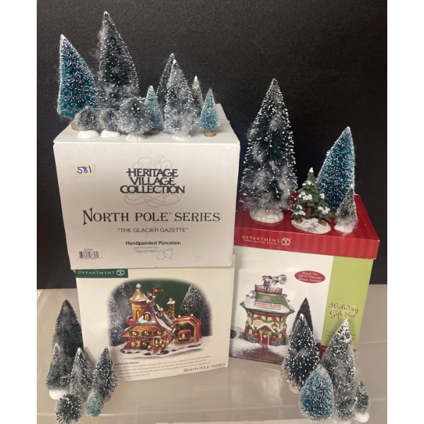 The North Pole Series Holiday Village w/ Light Up Evergreens 