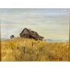 Image 1 : Hand Painted Rustic Wooden Building in a Field , Signed ROBERTS 
