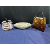 Image 1 : Hand-blown Glass Bags and Decorative Bowl