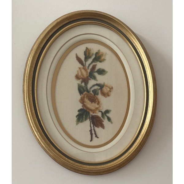 Vintage Petitepoint Floral Art 9x11