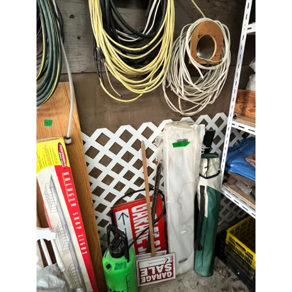 Auction Dream. Chairs, assortment of tarps, shop light, signs, weed sprayer.

This, that and more

