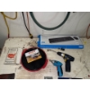 Image 3 : Misc. Garage Tool Collection - Cords, Reheatza, Broad Band Model DA7524, Sandpaper, Drill 