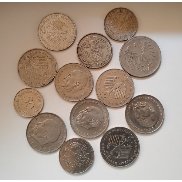 Assortment Duetsche Marc w/ Rare 1939 Nazi Coin
