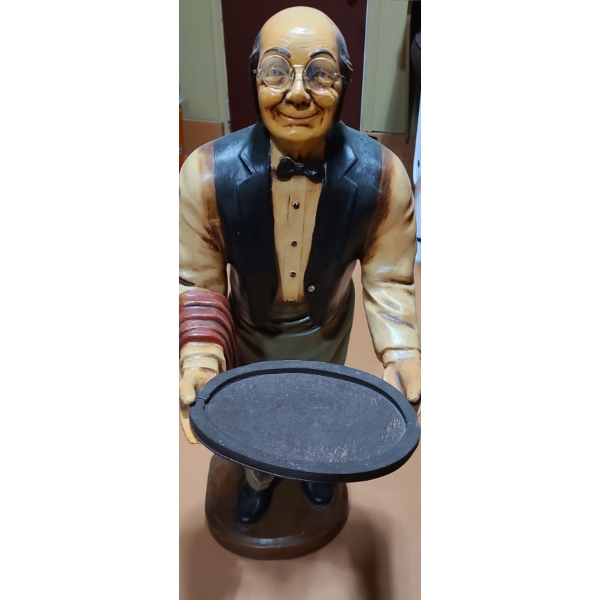 Butler Resin Statue Holding Tray 38 T, 12 L, 9 W