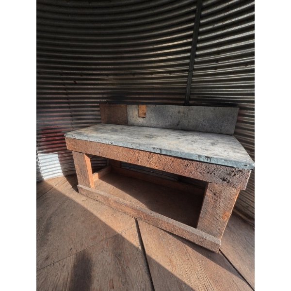 very heavy duty, well-made workbench . Made with rough cut two by eights will need help to move.