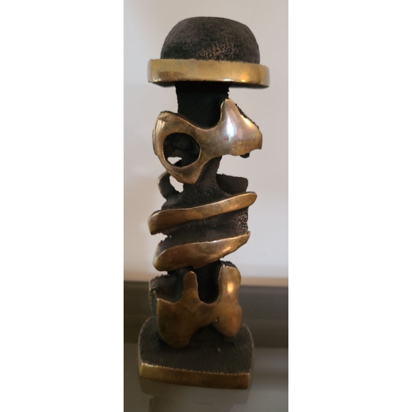 Brass Oriental Lettering Candlestick (Good Weight to It) - 9T 