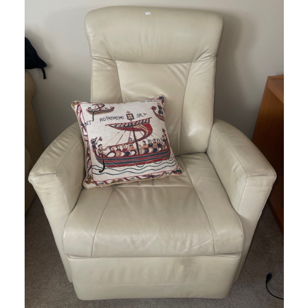 Leather Reclining Swivel Chair w/ Pillow  27"w x 29"d x 54" tall