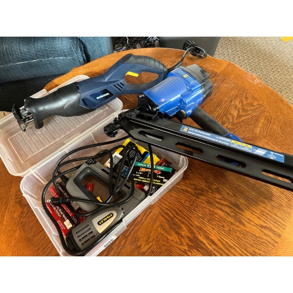 Air, framing, compact, reciprocating, saw, and electric stapler