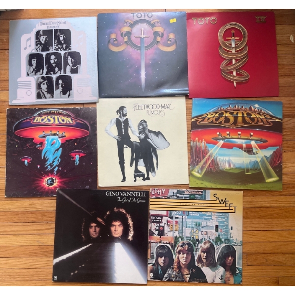 Collection Of Vintage Vinyl Record Albums  Toto, Boston, Fleetwood Mac, Gino Vanelli, & More