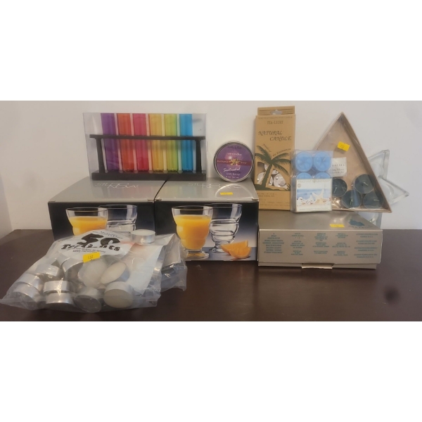 Double Shelved Storage Shelf with Assortment of Home Decor