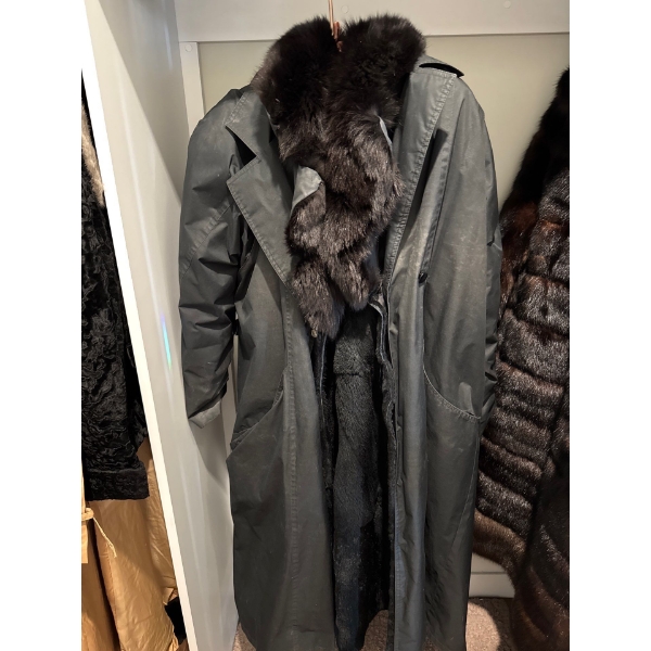 Winter Outerwear - Ladies Genuine Fur Lined Trench / Over Coat Size L