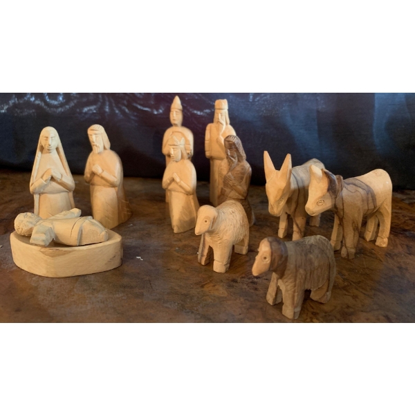 Wooden Carved Nativity Scene Set 
