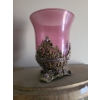 Image 3 : Plaster Wall Sconce 16 W, 20 T w/ Decorative Pink Glass Vase