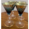 Image 6 : Vintage Hand Blown Italian Venetian Murano Aqua Blue Barware Glassware Empoli Style Dish Teal 22k Go