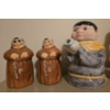 Twin Winton Salt & Pepper Shakers Plus Jug, Monk Themed 
