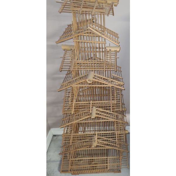 Wooden Stick Birdcage 12 W, 20 D, 46 T, Green Metal Jug 10.5" Diameter, 17 T and More! Scroll Photos